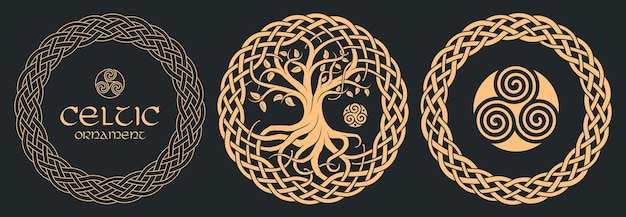 Keltischer lebensbaum stammesdruck geflochtenen knoten