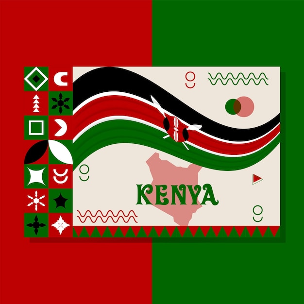 Vektor kenia-banner mit kulturellem design. nationalfeiertagsdesign für kenia-feier