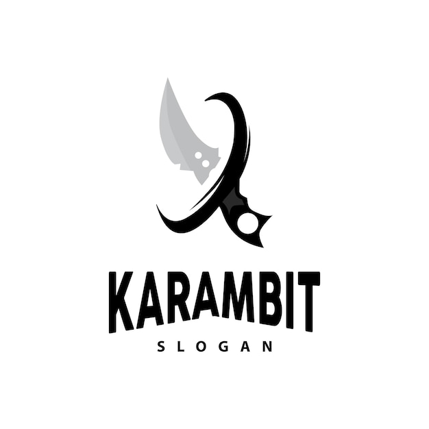 Kerambit, Logo, Indonesien, Kampf, Waffe, Vektor, Ninja, Kampf, Werkzeug, Einfache, Design, Schablone, Abbildung, Symbol, Icon