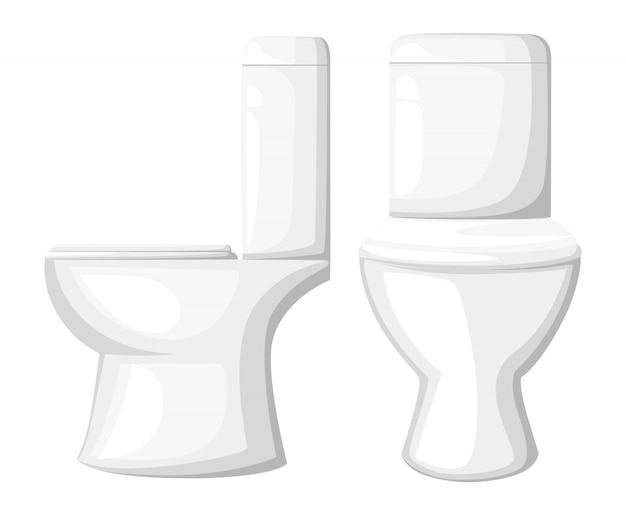 Vektor keramische toilettenschüsselsitz schließen illustration auf weißer hintergrundwebseite und mobiler app