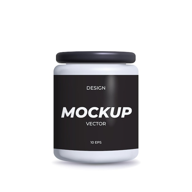 Keramischer weißer Behälter Verpackung von zylindrischen Schachteln für Trockenprodukte mit Deckel Tee oder Kaffee Zucker oder Getreide Gewürze oder Pulver Branding Paket Vektorvorlage