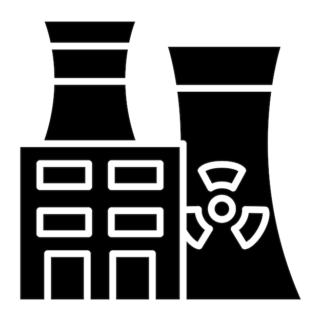 Kernkraftwerk-glyphe, solide schwarze illustration