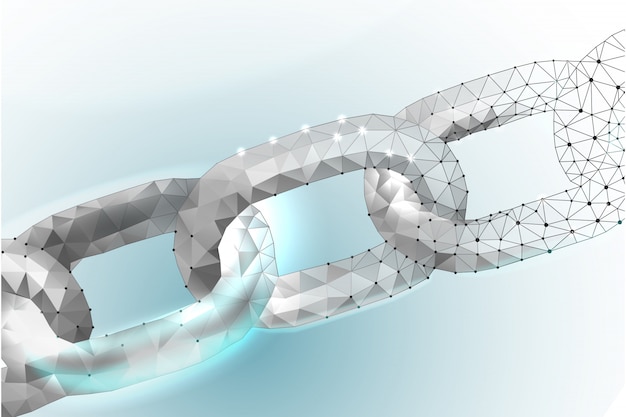 Kette Blockchain Verbindungs-Zeichen-niedrige Polyentwurfs-Internet-Technologie-Kette