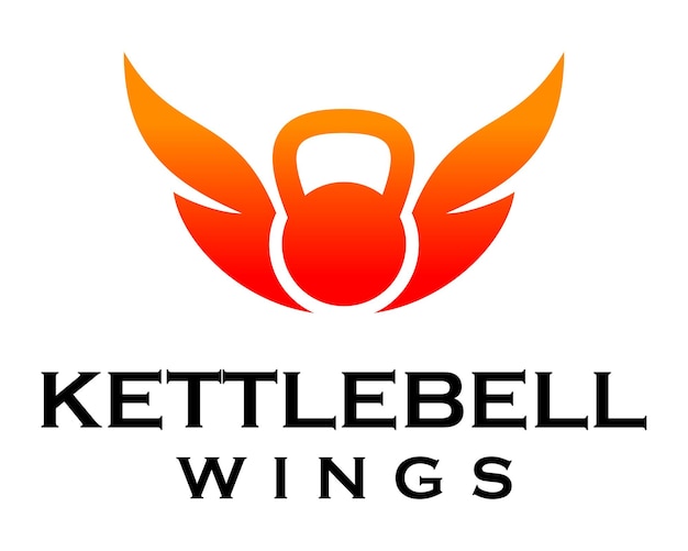 Kettlebel-fitnessgeräte und engelflügel-logo-design