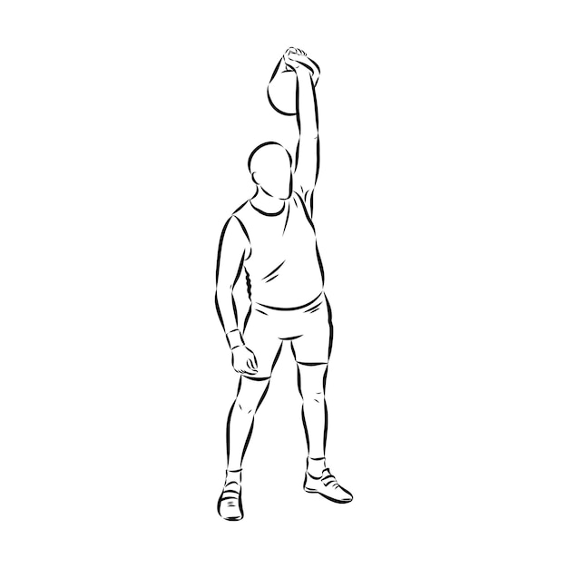 Vektor kettlebell-vektorskizze-symbol isoliert auf dem hintergrund handgezeichnetes kettlebellsymbol