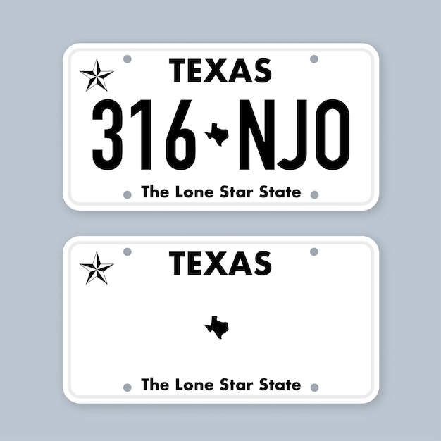 Kfz-kennzeichen von texas car number plate vector stock illustration