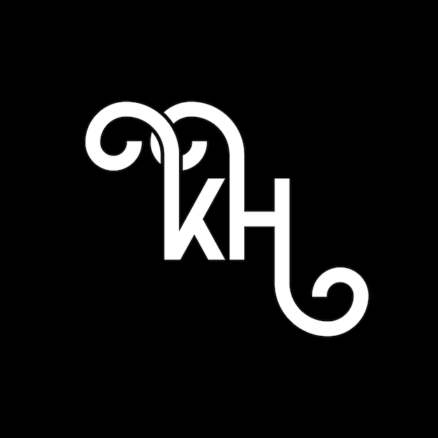 Vektor kh buchstaben-logo-design auf schwarzem hintergrund kh kreative initialen buchstaben-logo-konzept kh buchstaben-design kh weiße buchstaben-design auf schwarzem hintergrund k h k h logo