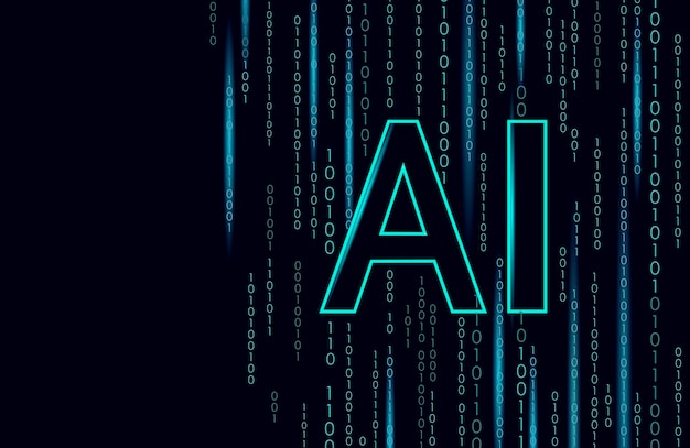 KI-Buchstaben mit künstlicher Intelligenz unterzeichnen das Online-Technologiekonzept für maschinelles Lernen im Cloud-Internet