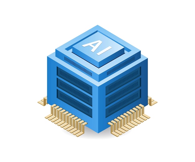 KI-Cloud-Server-Infografik 3D-Illustration flach isometrisch