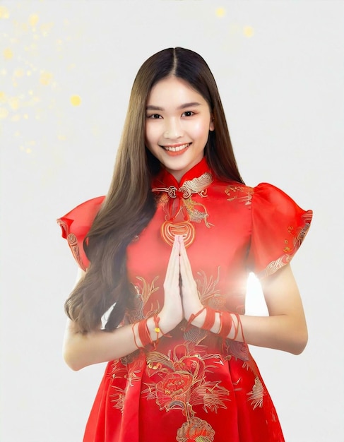 KI erzeugte eine schöne chinesische Frau im traditionellen Cheongsam-Kleid