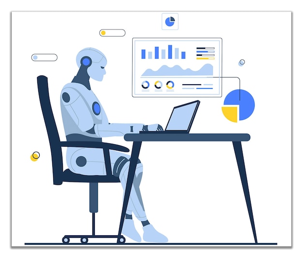KI-Roboter arbeiten an der Datenanalyse