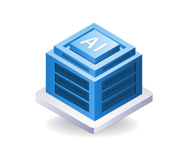 KI-Server-Datentechnologie Infografik 3D-Illustration flach isometrisch