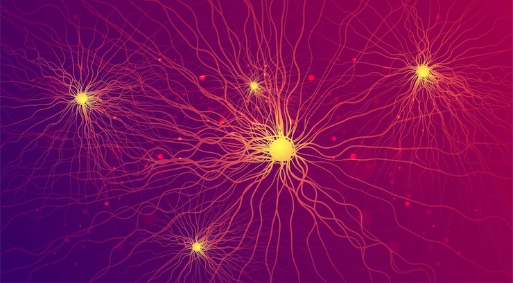 Vektor ki-technologie big data neuronen verbinden futuristischen hintergrund künstlicher intelligenz großes wissenschaftliches medizinisches konzept