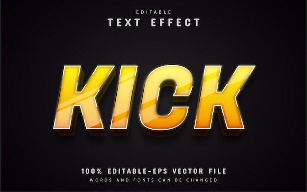 Kick Text, gelber 3D-Texteffekt