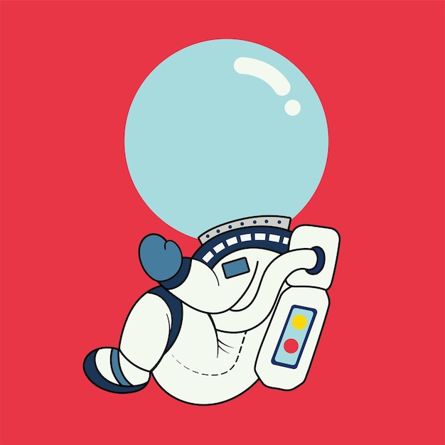 Vektor kid astronaut cartoon auf rotem hintergrund