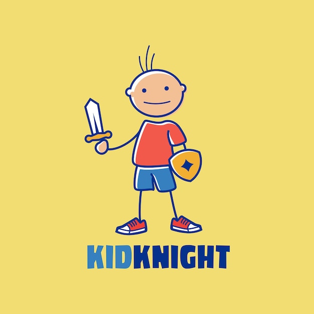 Vektor kid knight maskottchen-logo