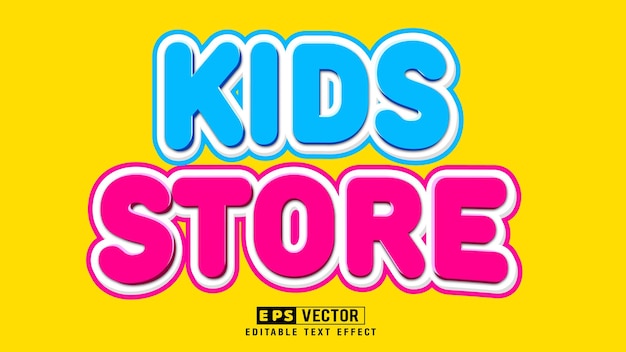 Kids store 3d bearbeitbarer texteffekt vektor-smart-objekt