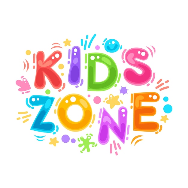 Kids Zone bunte Gekritzelphrase