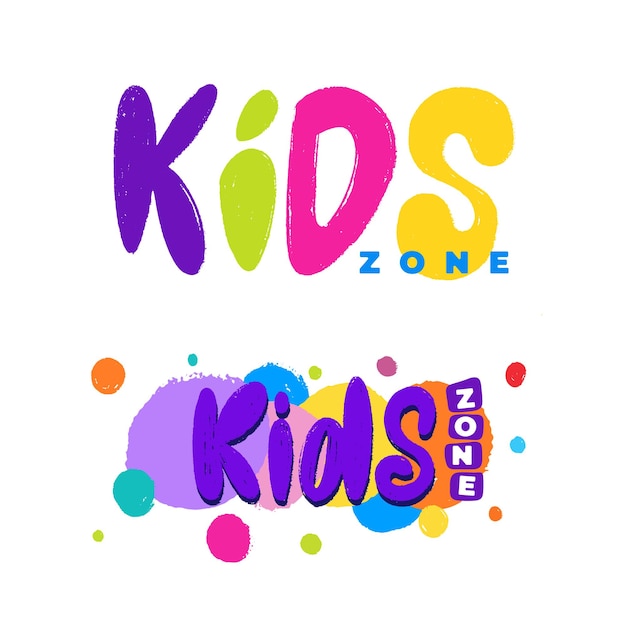 Kids zone logo abstrakt erstaunlich farbig aquarellfarbe design aus bunten kreisen design-vektor-vorlage regenbogen kinder symbol kinder bekleidungsgeschäft zeichen kinder club logo spielzeug shop symbol