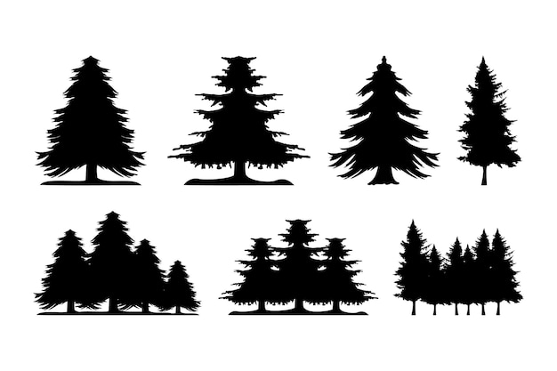 Kiefer Silhouette Logo Tannenbaum Vektor Icon Sammlung