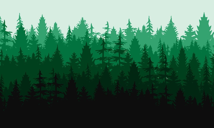 Vektor kiefernwald naturlandschaft silhouette hintergrund