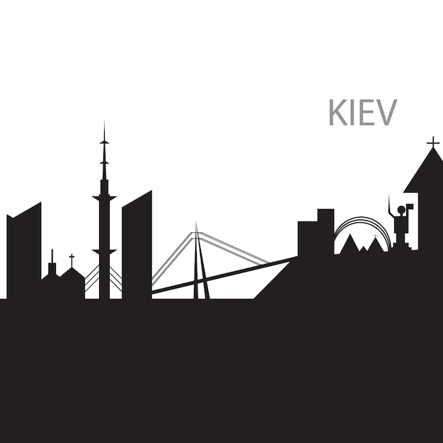 Kiew city skyline schwarz-weiß-silhouette. vektor-illustration