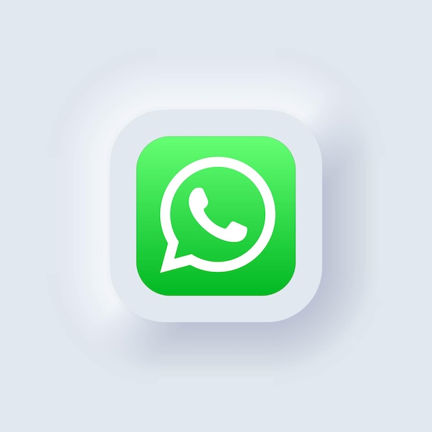 Kiew, Ukraine - 19. März 2021: Satz von WhatsApp-Symbolen. Social-Media-Symbole. Realistisches Set. Neumorphe UI UX weiße Benutzeroberfläche. Neumorphismus-Stil.