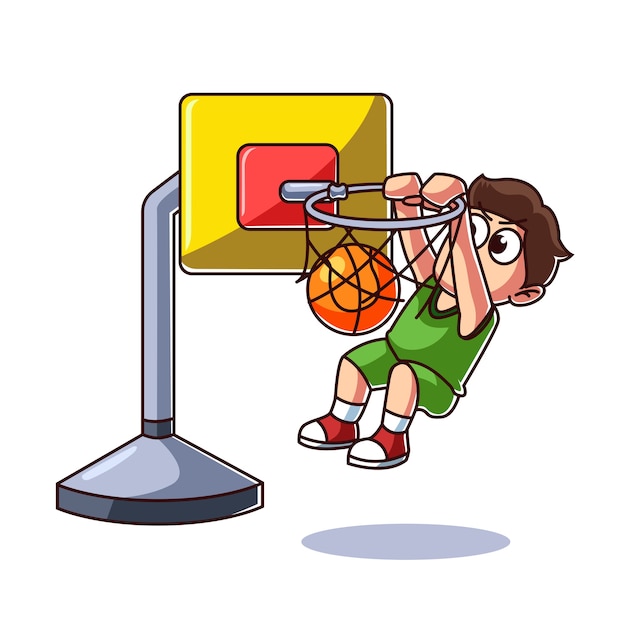 Vektor kind spielt basketball