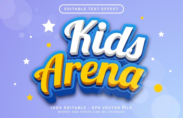 Kinder arena 3d bearbeitbare texteffektvorlage