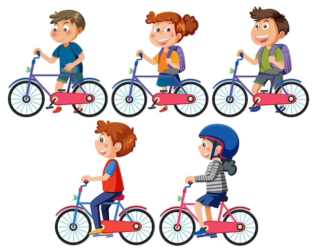 Kinder, die Fahrräder fahren
