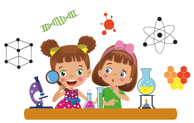 Kinder, die in der Schule im Labor experimentieren