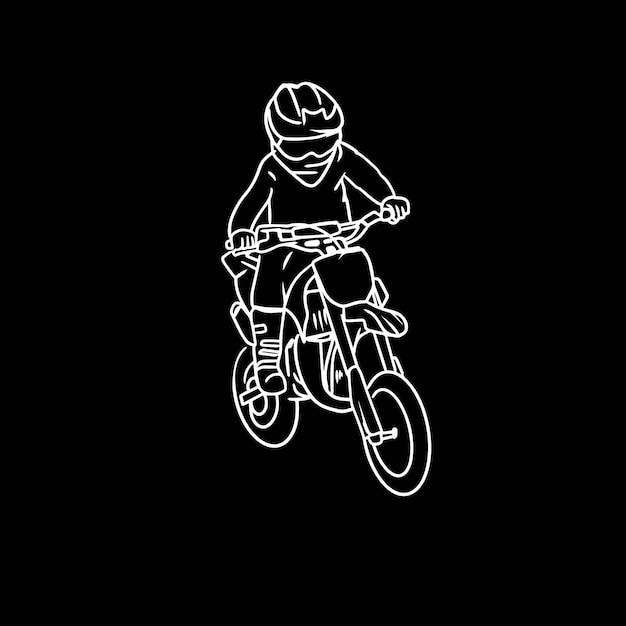 Kinder-dirt-bike-line-art-illustration-vektor-design