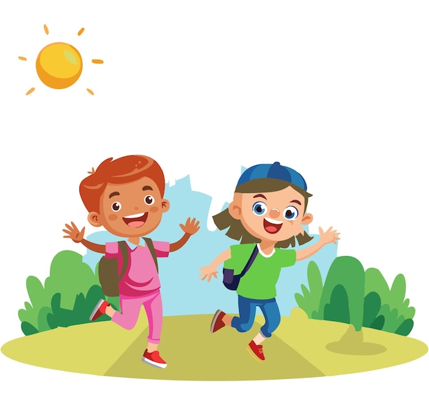 Kinder führen eine Vektorillustration durch