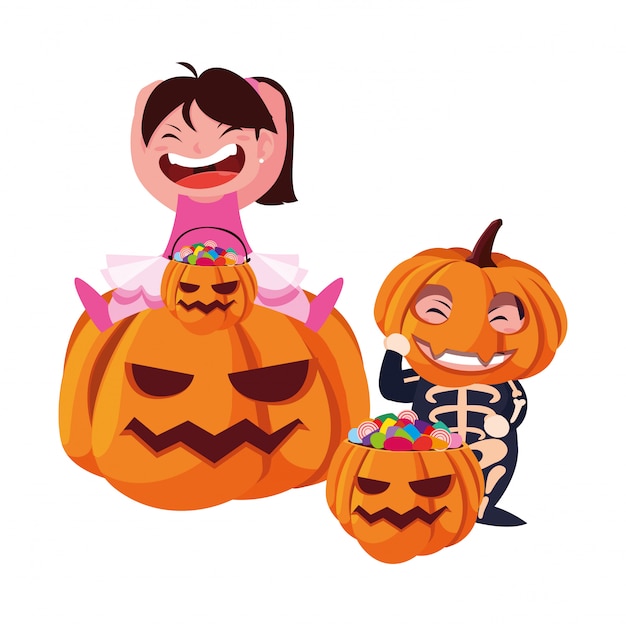 Kinder in halloween-kostümen
