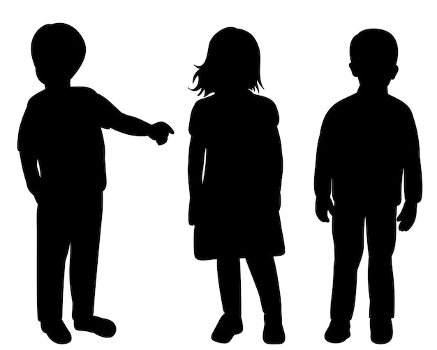 Vektor kinder jungen und mädchen schwarze silhouette