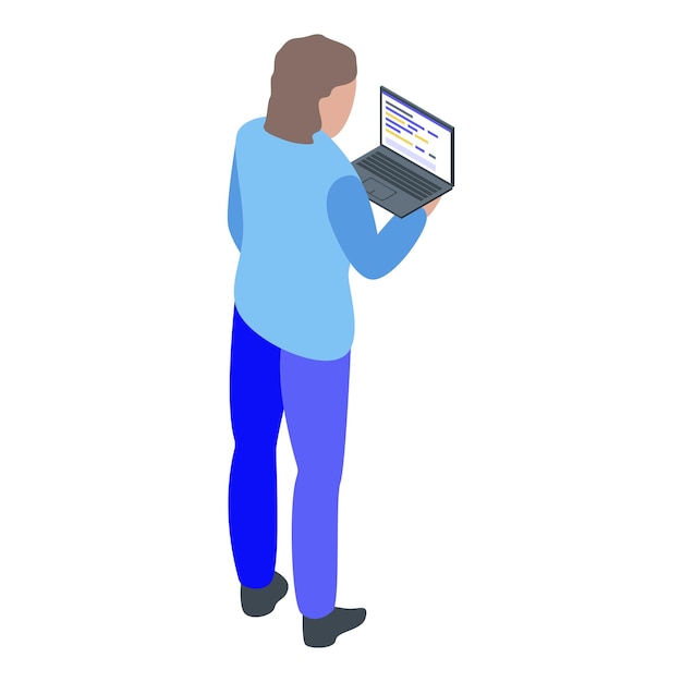 Kinder-Laptop-Programmiersymbol Isometrisches Vektorsymbol für Kinder-Laptop-Programmierung für Webdesign isoliert auf weißem Hintergrund