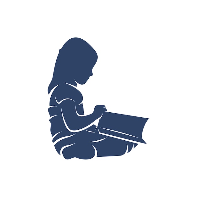 Kinder lesen Buchträume Logo Vektorvorlage Illustrationssymbol Kreatives Design