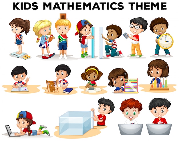 Kinder lösen mathe probleme illustration