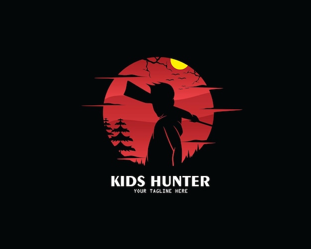 Kinder-logo-silhouette-jagd im wald