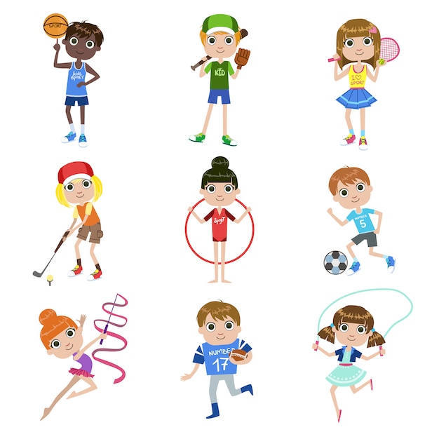 Vektor kinder machen sport-set