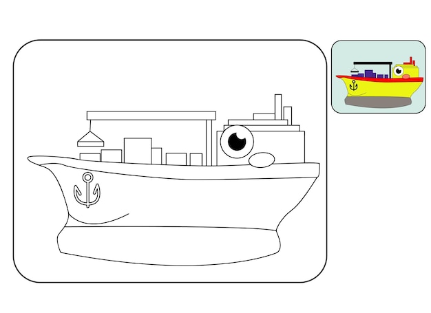 Vektor kinder malbuch transportkonzept. illustration babybücher flugzeug, schiff, ballon, u-boot