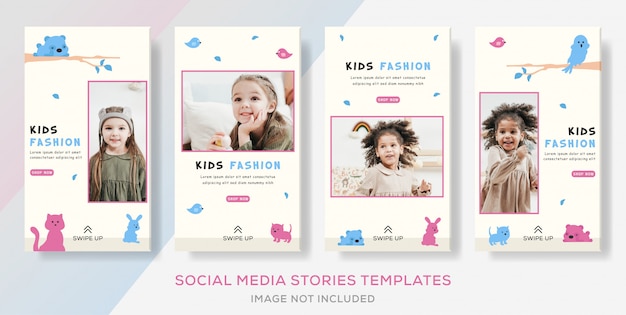 Kinder Mode Verkauf Store Banner Vorlage Geschichten Beitrag.
