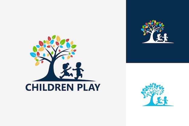 Kinder spielen logo template design vektor, emblem, designkonzept, kreatives symbol, icon