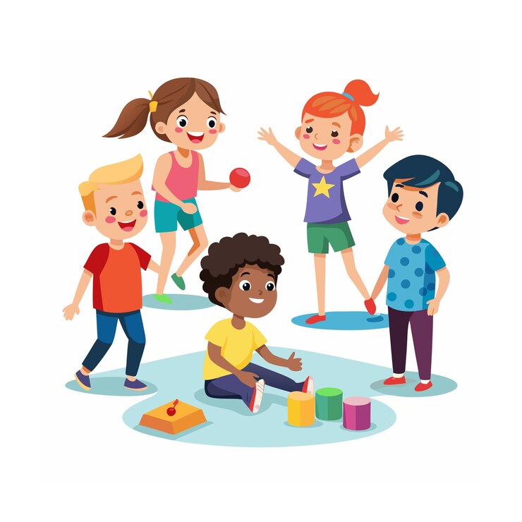 Kinder spielen und unterhalten Augenblicke Vektorillustration