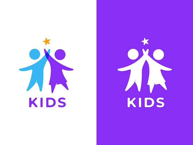 Kinder spielten Logo-Design-Konzept