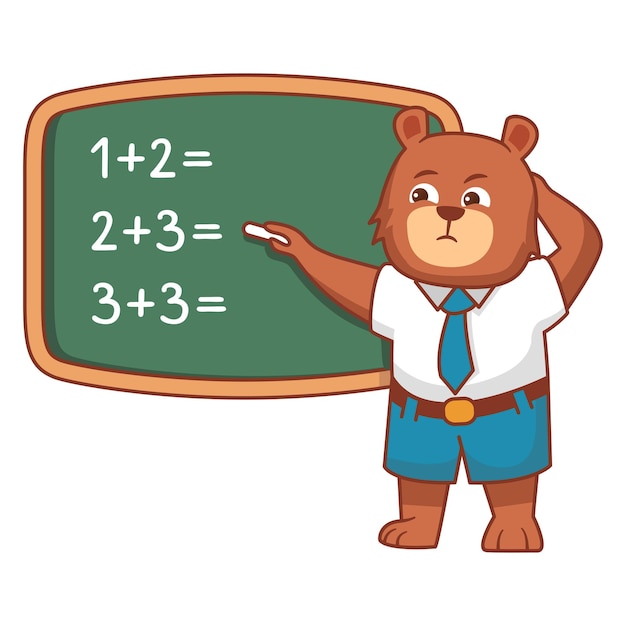 Kinder tragen eine denkende Idee und eine Tafel Ein Schüler löst ein Mathematikproblem an der Tafel