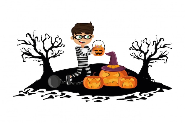 Vektor kinder- und halloween-cartoon