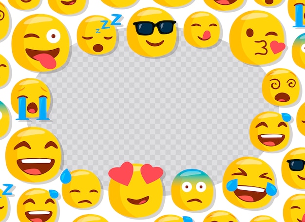 Vektor kinderfotorahmen mit lustigen emojis