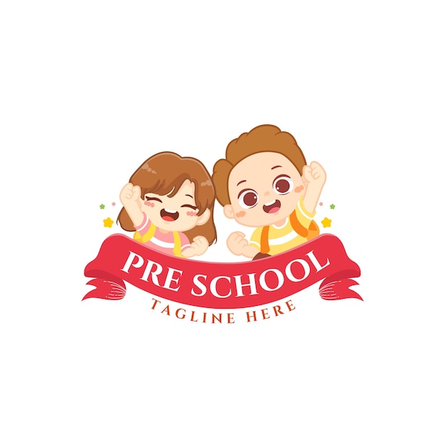 Kindergarten schule oder vorschule logo kinderbetreuung logo kinderbetreuung logo cartoon logo