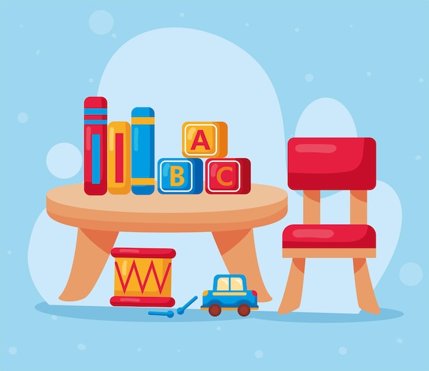 Kindergartentisch mit stuhl